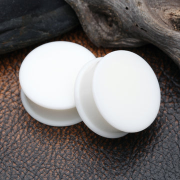Detail View 1 of A Pair Of Soft Silicone Double Flared Plug-White